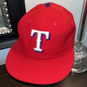 Made in USA Texas Rangers MLB fitted baseball cap hat 7 1/4 Polyester Authentic